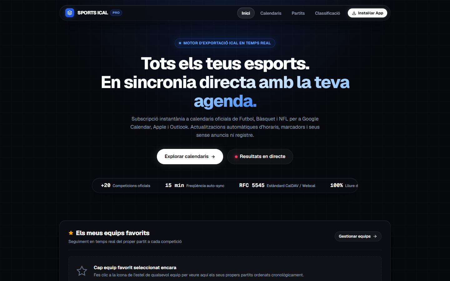 Inici i Equips Preferits